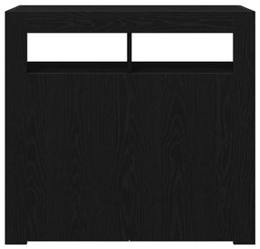 Buffet vidaXL com Luzes LED em Carvalho Preto 80x35x75 cm em Madeira R