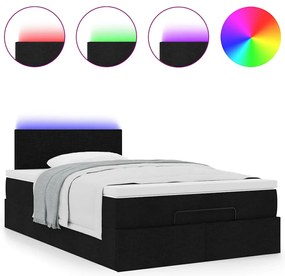 Cama otomana com colchão 120x200 cm tecido preto