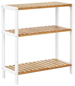Prateleira de armazenamento de bambu SONGMICS, sapateira de 3 níveis para plantas, multiuso, para entrada, banheiro, sala de estar, varanda, cozinha, natural e branco BCB33WN