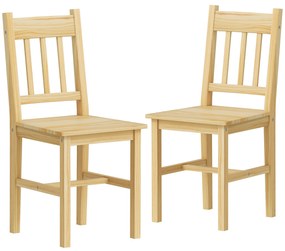 HOMCOM Conjunto de 2 Cadeiras de Sala de Jantar com Encosto de Ripas Estrutura de Madeira de Pinho 41x46,5x85,5 cm Madeira