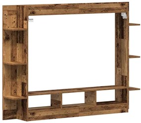 Armário de TV Montado na Parede Madeira Velha 152x22x113 cm