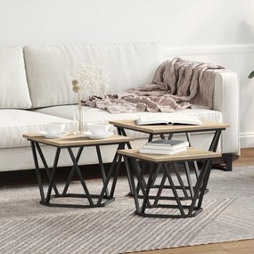 Mesas Laterais vidaXL 3 pcs Carvalho Sonoma Madeira Engenharia