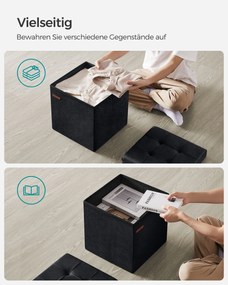 Banco com espaço de arrumação 38 x 38 x 38 cm Preto