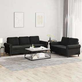 3202255 vidaXL 2 pcs conjunto de sofás com almofadões veludo preto