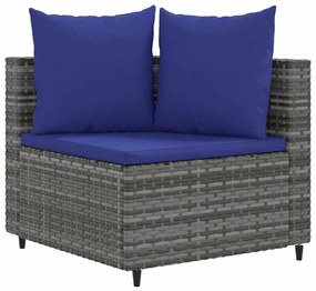 5 pcs conjunto sofás de jardim c/ almofadões vime PE cinzento