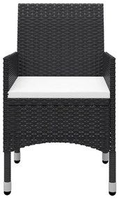 3 pcs conjunto bistrô jardim vime PE e madeira maciça preto