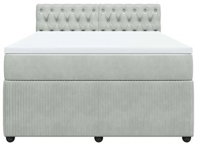 Cama com molas/colchão 140x190 cm veludo cinzento-claro