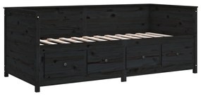 Sofá-cama 100x200 cm madeira de pinho maciça preto