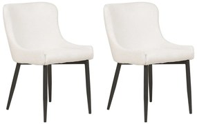 Conjunto de 2 cadeiras de jantar em tecido branco creme EVERLY Beliani