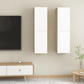 vidaXL Móveis de TV 2pcs derivados de madeira branco e carvalho sonoma