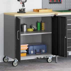Gabinete de Ferramentas vidaXL com Rodas e Tranca Preto 75x45x85 cm Aço