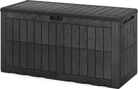 Baú de Arrumação Exterior, 121 x 53 x 61 cm, Função de Banco de Jardim, Preto