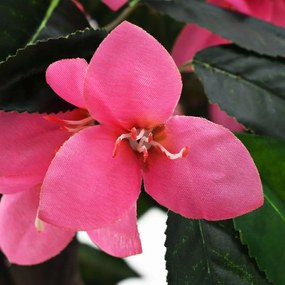 Planta rododendro artificial com vaso 155 cm verde e rosa