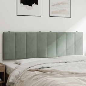 Almofadão de cabeceira 160 cm veludo cinzento-claro