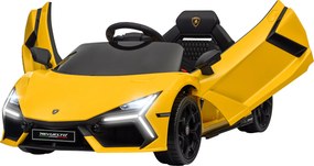 Carro elétrico de 12 V com licença da Lamborghini - Carro elétrico com controlo remoto, velocidade de 3-5 km/h, para crianças dos 3 aos 5 anos, amarel