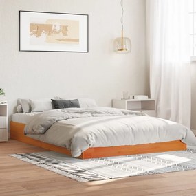 Cama sem colchão 150x200 cm madeira pinho maciça castanho-mel