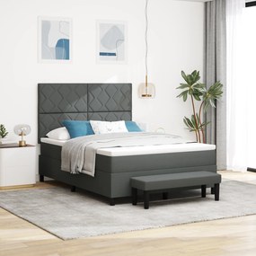 vidaXL Cama Box com Colchão &amp; Banco Cinza Escuro 160x200 cm Tecido