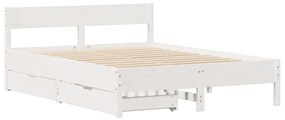 Cama sem colchão 140x190 cm madeira de pinho maciça branco