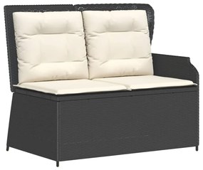 5 pcs conjunto lounge de jardim c/ almofadões vime PE preto