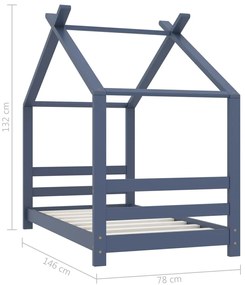 Estrutura de cama para crianças 70x140 cm pinho maciço cinzento