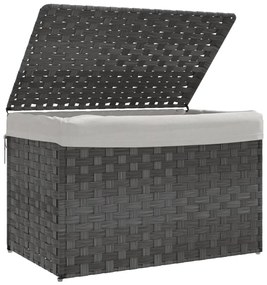 Cesto para roupa suja com tampa 55,5x35x34 cm vime PE cinzento