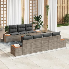 Conjunto de Sofás para Jardim vidaXL com Almofadas Cinzento Rattan Sintético Acácia