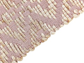 Tapete de algodão creme e rosa 80 x 150 cm GERZE Beliani