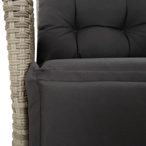 7 pcs conj. jantar p/ jardim c/ almofadões vime PE cinza-claro