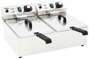 vidaXL Fritadeira elétrica dupla em aço inoxidável 20 L 6000 W