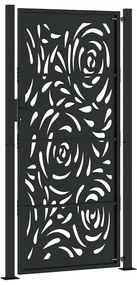 Portão de jardim 105x205 cm preto design de chama de aço