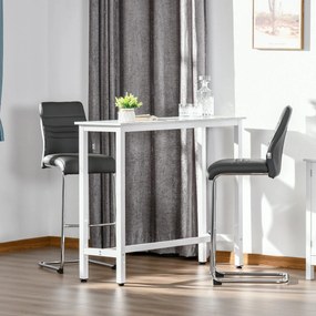 Mesa de Bar Mesa Alta (BANCOS NÃO INCLUIDOS) com Bancada de Efeito Marmorizado e Pés de Metal Estilo Moderna para Cozinha Bistro Cafeteria 120x40x100c