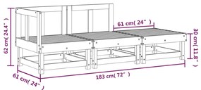 3 pcs conjunto lounge de jardim madeira de pinho maciça