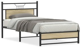 Estrutura de cama sem colchão 107x203 cm carvalho sonoma