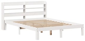 Estrutura de cama com cabeceira 160x200 cm pinho maciço branco