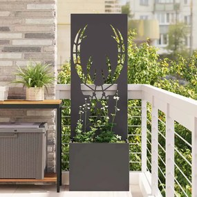 vidaXL Vaso de Jardim com Painel Decorativo Preto 50 x 140 cm