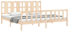 Estrutura de cama com cabeceira 180x200 cm madeira maciça