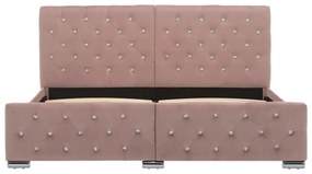 Estrutura de cama 160x200 cm veludo rosa