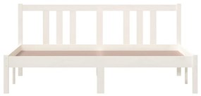 Estrutura de cama king 150x200 cm madeira maciça branco