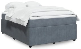 vidaXL Cama com molas/colchão 140x190 cm veludo cinzento-escuro