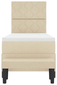 Cama Box Spring com Colchão e Banco Creme 80x200 cm Tecido