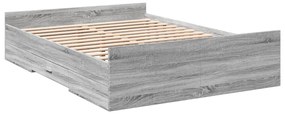 Estrutura de cama c/ gavetas derivados madeira cinza sonoma