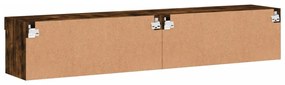 Móveis de TV com luzes LED 2 pcs 80x30x30 cm carvalho fumado