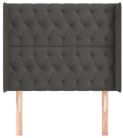Cabeceira cama c/ abas veludo 103x16x118/128 cm cinzento-escuro