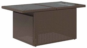 10 pcs conj. sofás jardim c/ almofadões vime PE/acácia castanho
