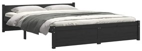 Estrutura de cama casal 135x190 cm madeira maciça preto