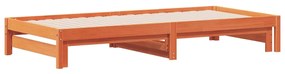 Sofá-cama com gavetão 80x200 cm madeira de pinho castanho cera