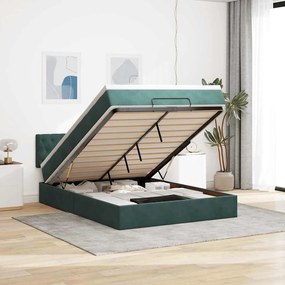 vidaXL Estrutura de cama otomana com colchão 140x200 cm verde escuro