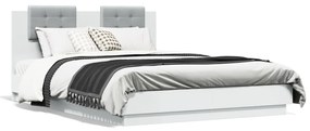 vidaXL Estrutura de cama com cabeceira e luzes LED 120x200 cm branco