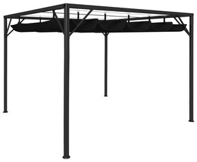 vidaXL Gazebo de jardim com toldo retrátil 3x3 m antracite