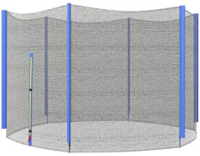 SPORTNOW Rede de Segurança para Trampolim Ø244 cm Rede de Substituição de Trampolins com Fecho de Correr para 6 Postes Azul
